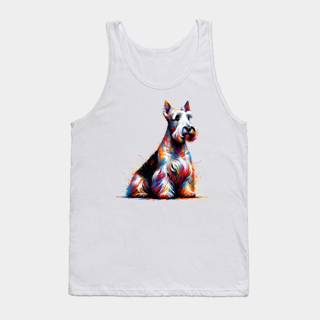 Colorful Scottish Terrier in Abstract Splash Art Style Tank Top by ArtRUs